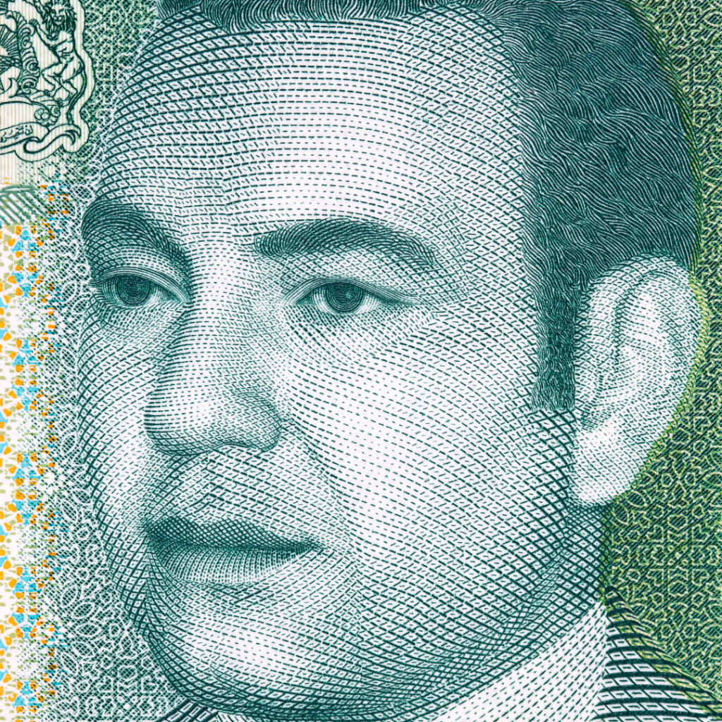 Portrait du roi du Maroc, Mohammed VI sur un billet de banque.